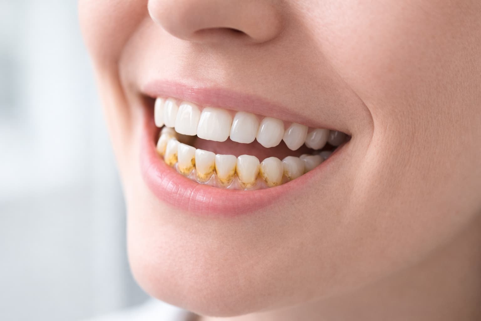 Dientes con sarro parte inferior